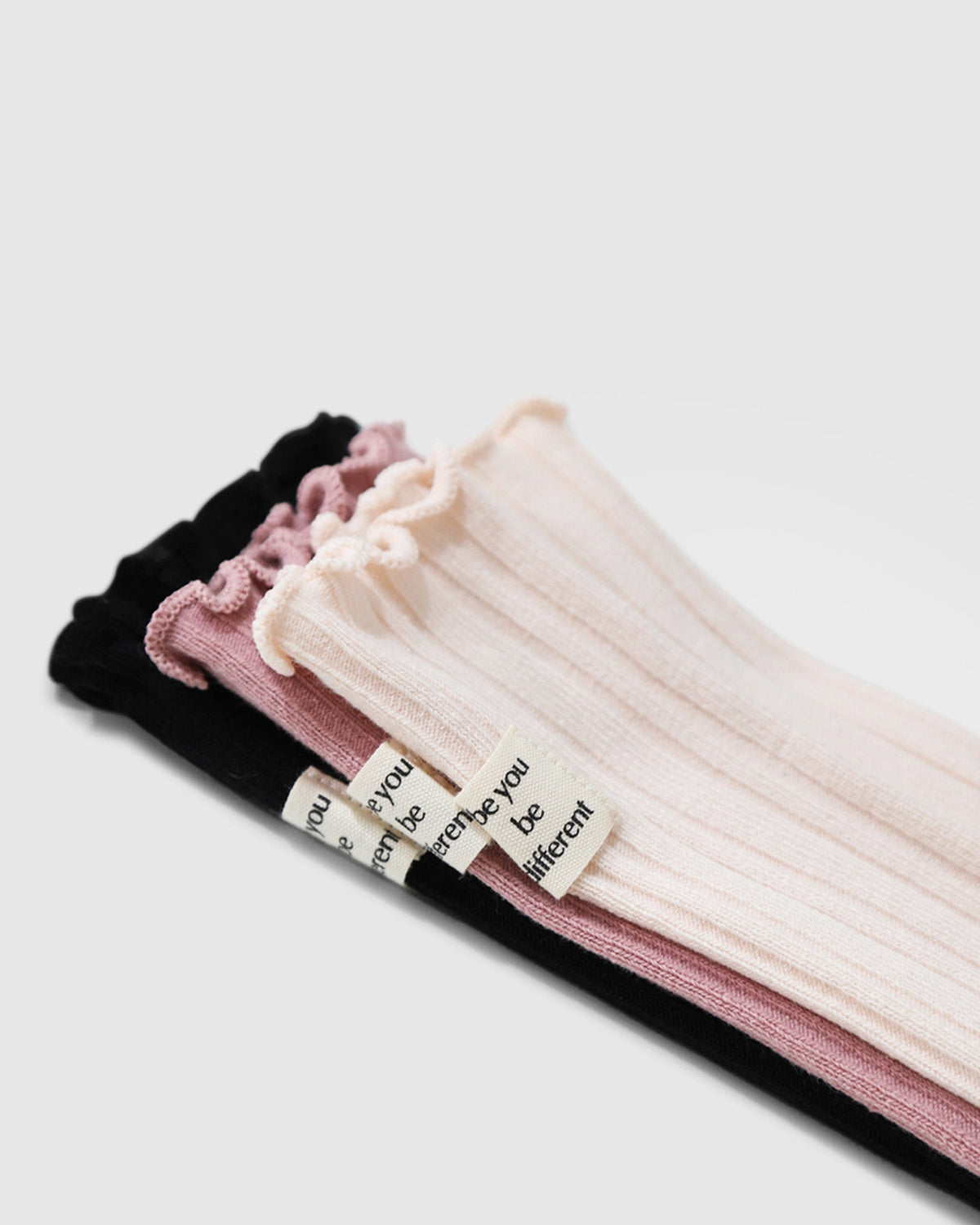 Black & Pink Beloved 3 Pack Socks with ribbed texture - alternate view