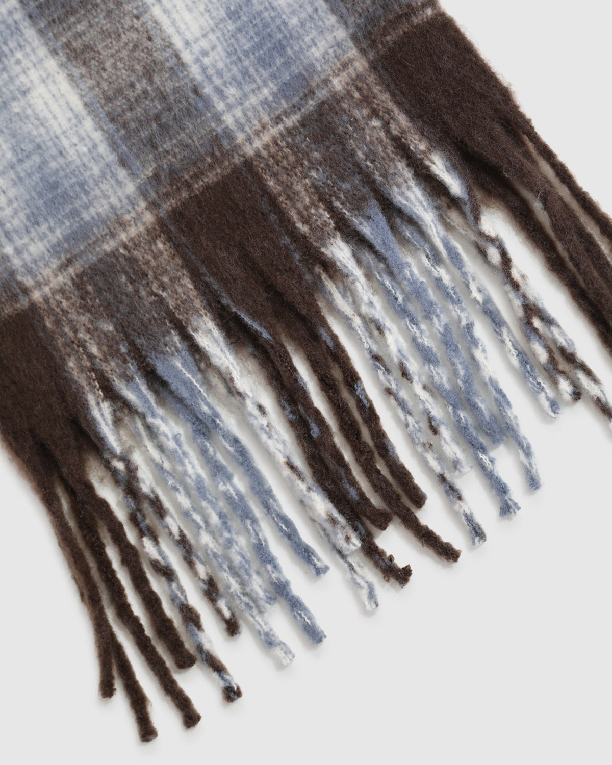 Brown/Blue Born This Way Scarf with fringe detailing - alternate view