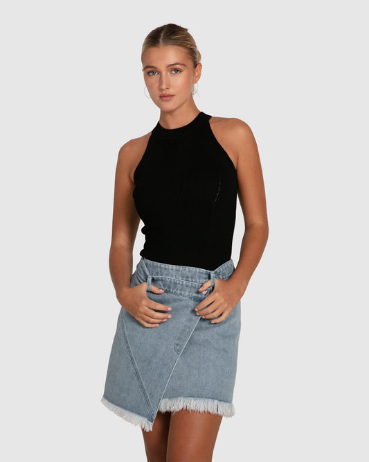 Dance With Me Denim Mini Skirt - Stonewash