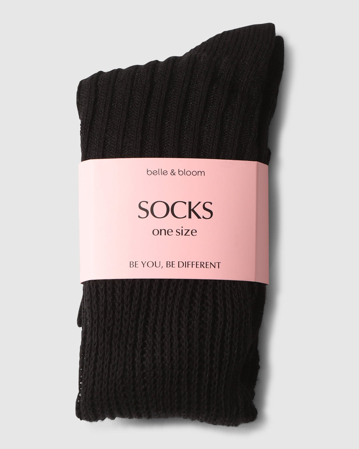 Black End Game Solid Tube Socks with ribbed texture - alternate view