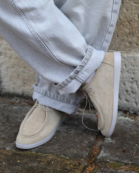 Sand Heatwave Suede Boat Shoes with soft suede upper with stitched moccasin-style toe - alternate view