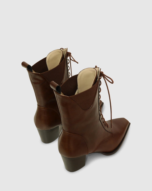Jumping Ship Leather Laced Boot - Chocolate
