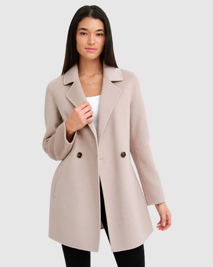 Electric Feel Wool Blend Drawstring Coat - Sand