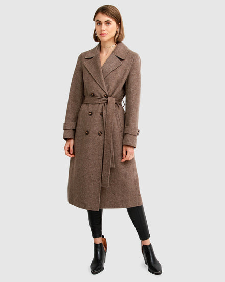 Front Runner Wool Blend Belted Coat - Walnut
