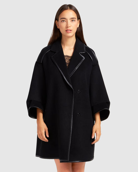 Incomplete Kiss Trimmed Coat - Black
