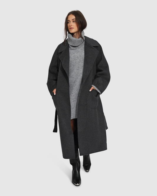 Big Girl Wool Blend Coat - Charcoal