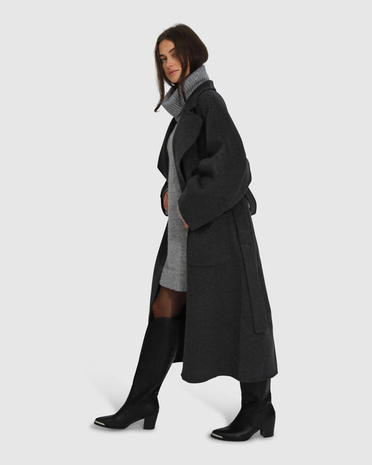 Big Girl Wool Blend Coat - Charcoal