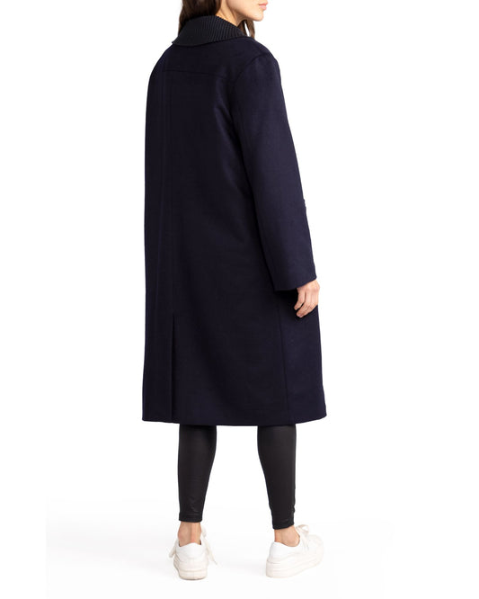After Party Wool Blend Qulited Lining Coat - Navy