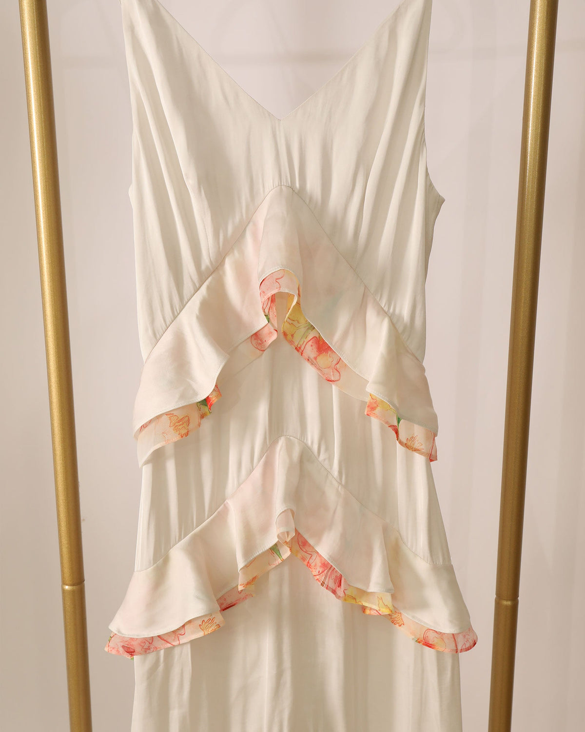 Ruffle Maxi Dress - White/Floral