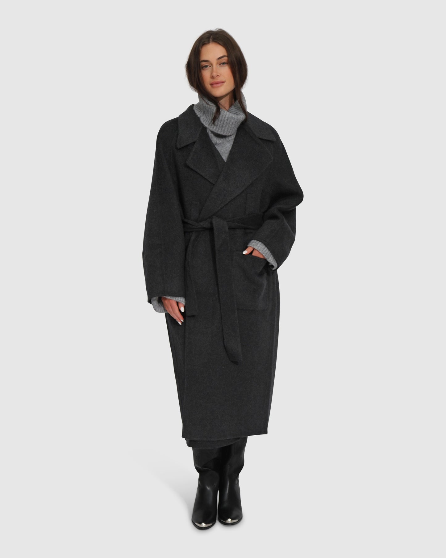 Big Girl Wool Blend Coat - Charcoal