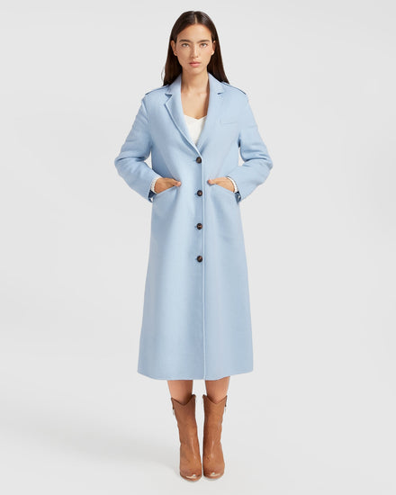 Tainted Love Longline Coat - Sky Blue