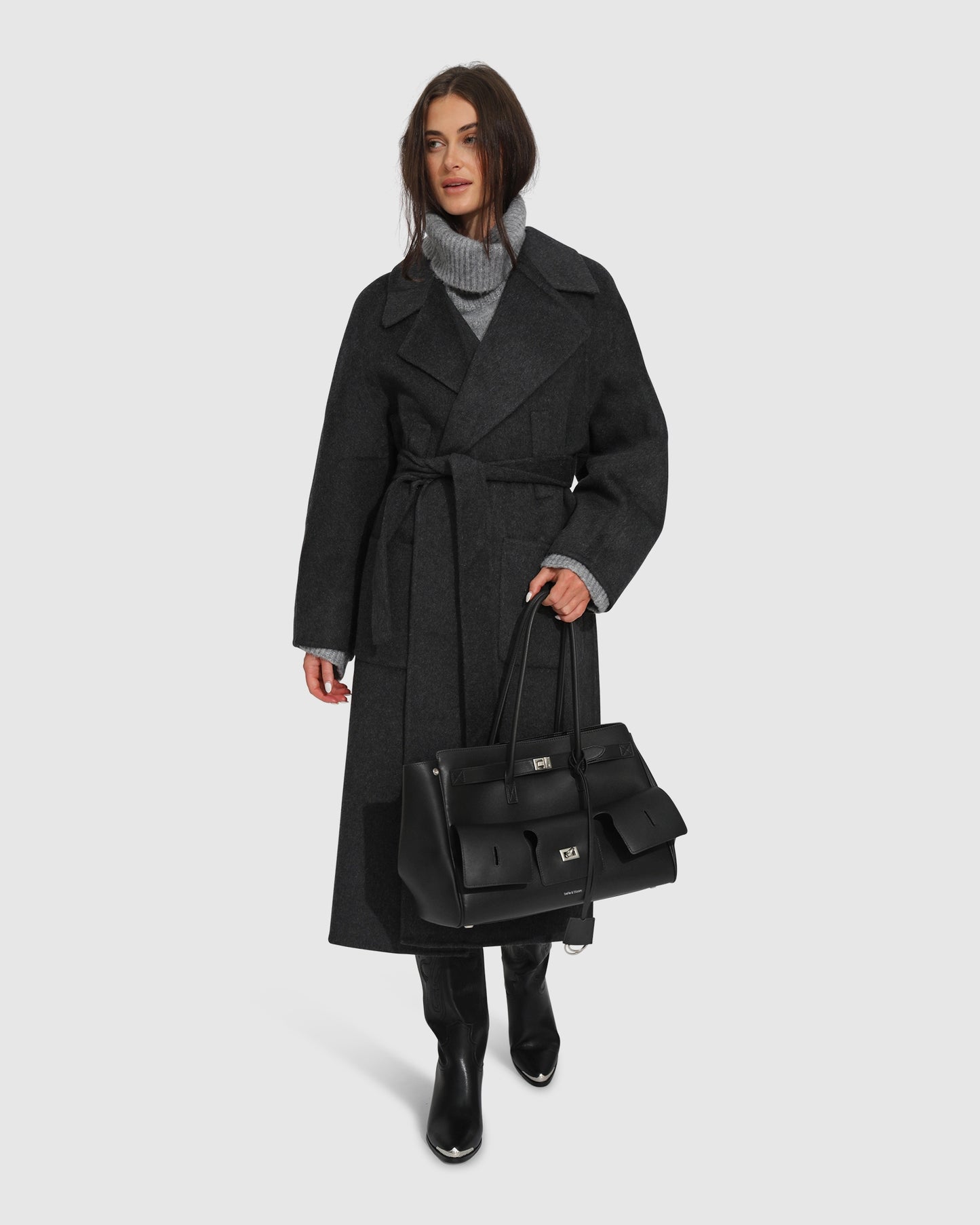 Big Girl Wool Blend Coat - Charcoal