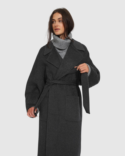 Big Girl Wool Blend Coat - Charcoal