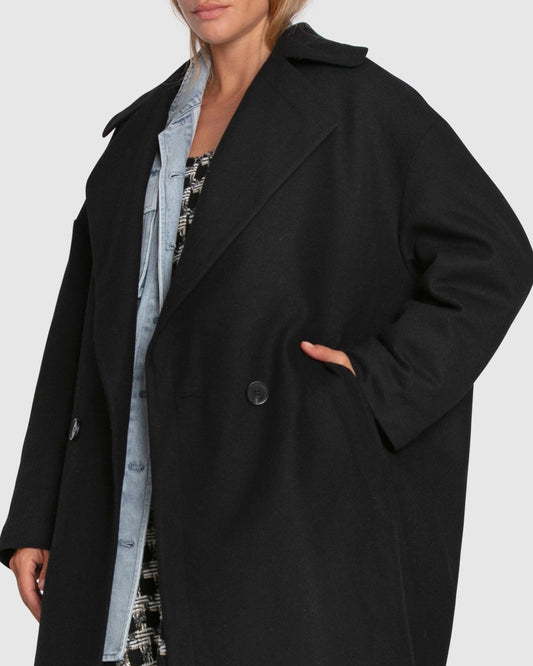 Adventure Lifetime Wool Blend Coat - Black