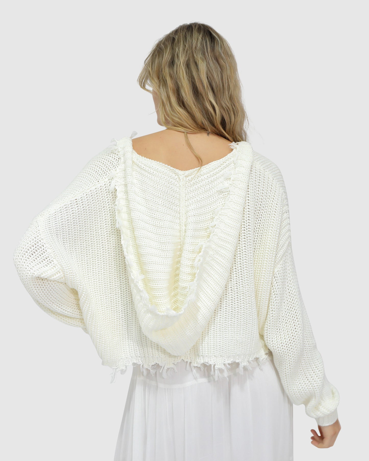 Another Love Fringe Zip Knit - Cream