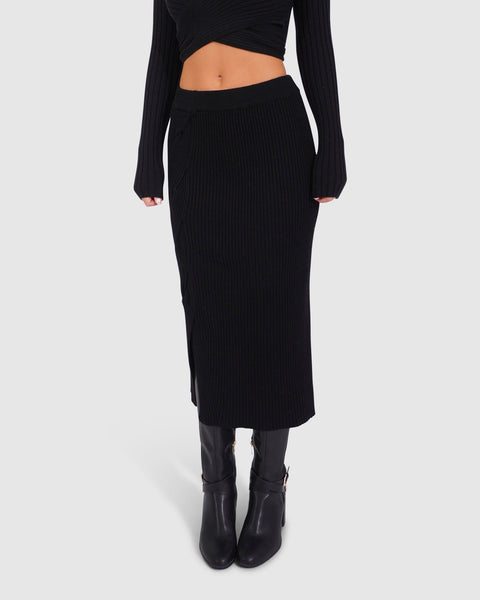 All My Life Knit Midi Skirt - Black – Belle & Bloom US