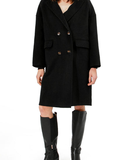 Amnesia Wool Blend Oversized Coat - Black