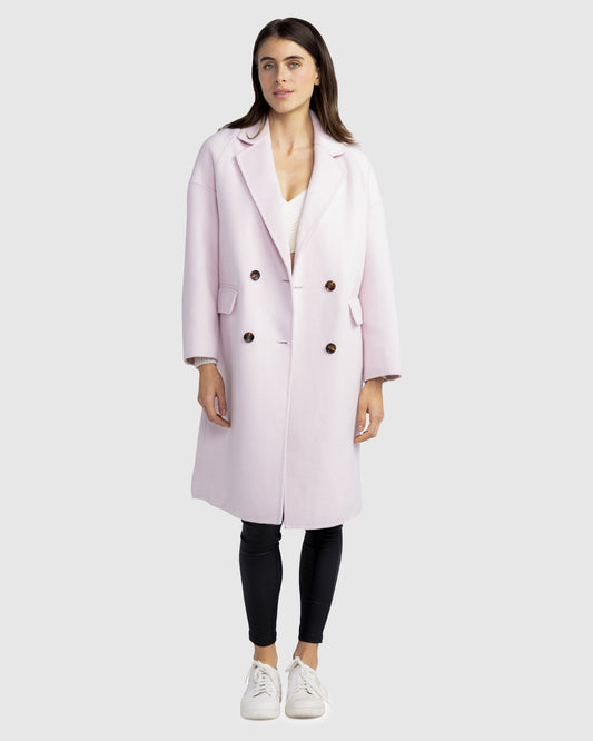 Amnesia Wool Blend Oversized Coat - Pale Pink