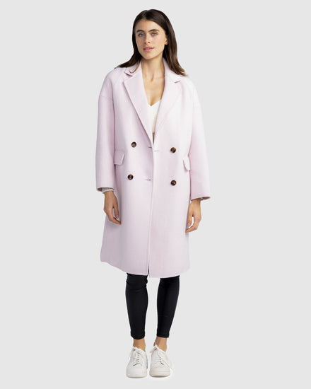 Amnesia Wool Blend Oversized Coat - Pale Pink