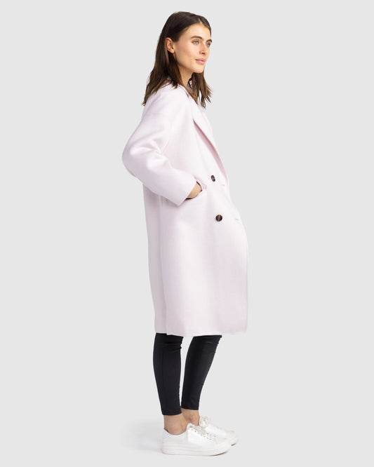 Amnesia Wool Blend Oversized Coat - Pale Pink