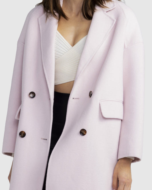 Amnesia Wool Blend Oversized Coat - Pale Pink