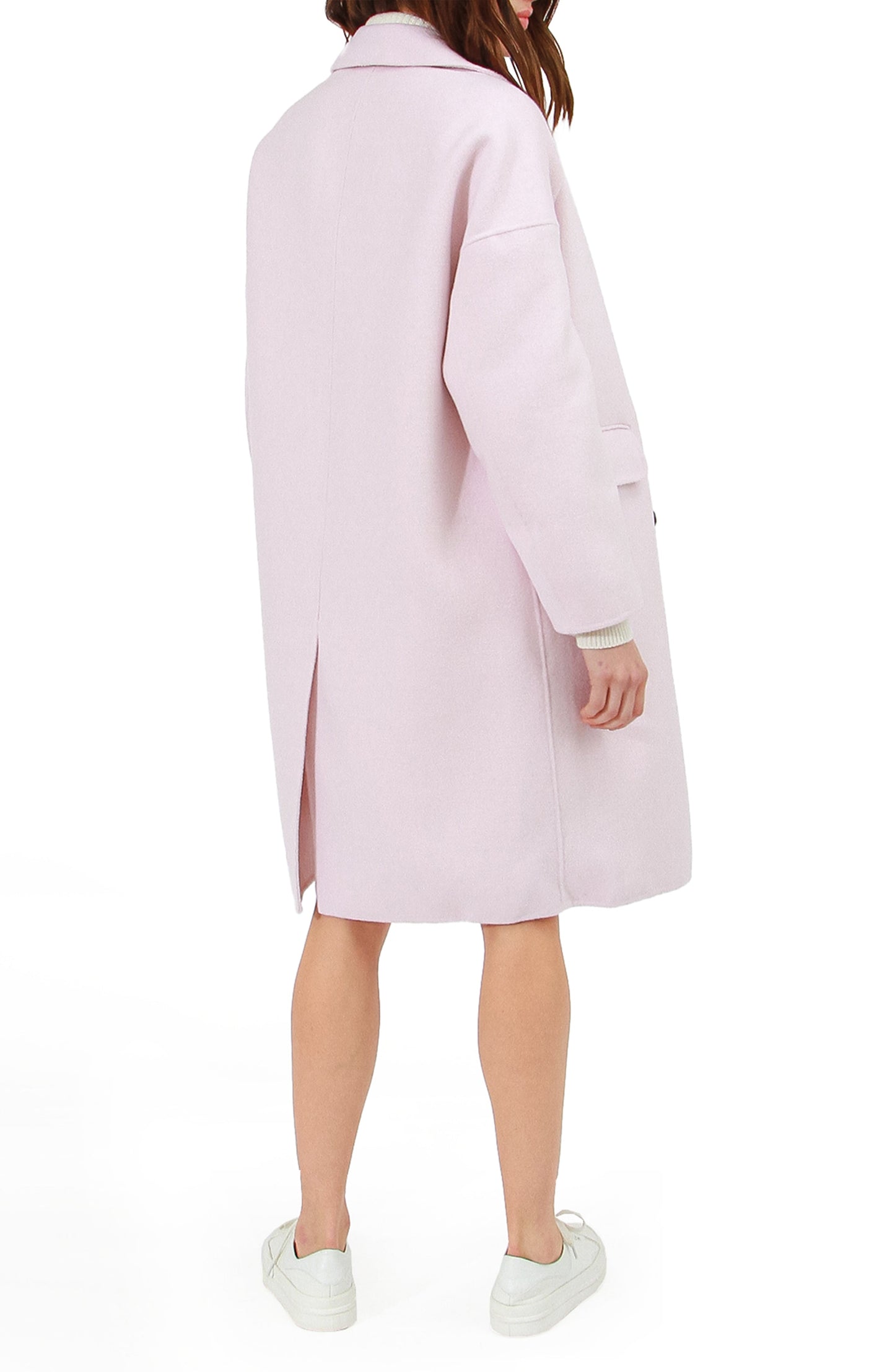 Amnesia Wool Blend Oversized Coat - Pale Pink