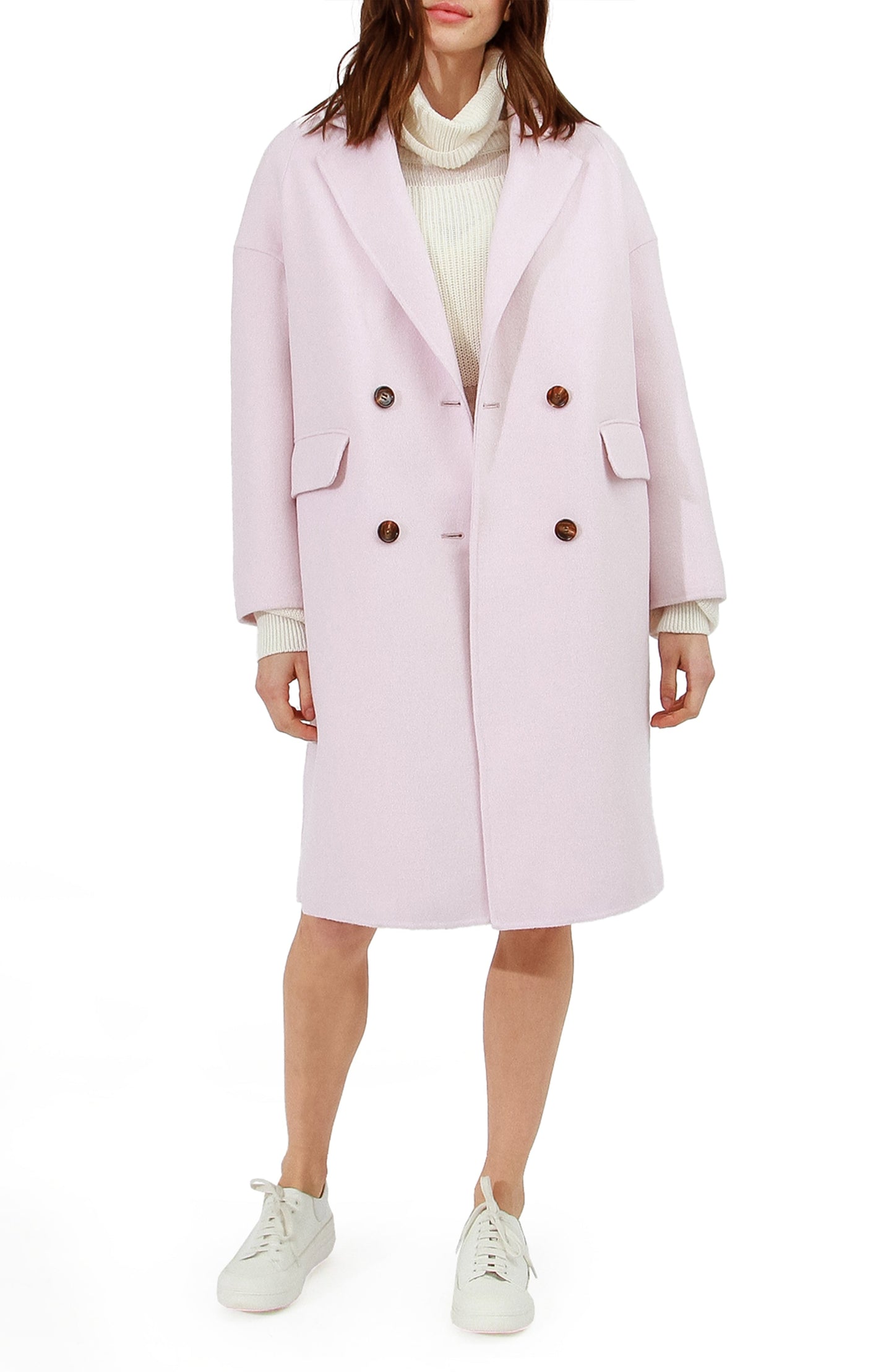 Amnesia Wool Blend Oversized Coat - Pale Pink
