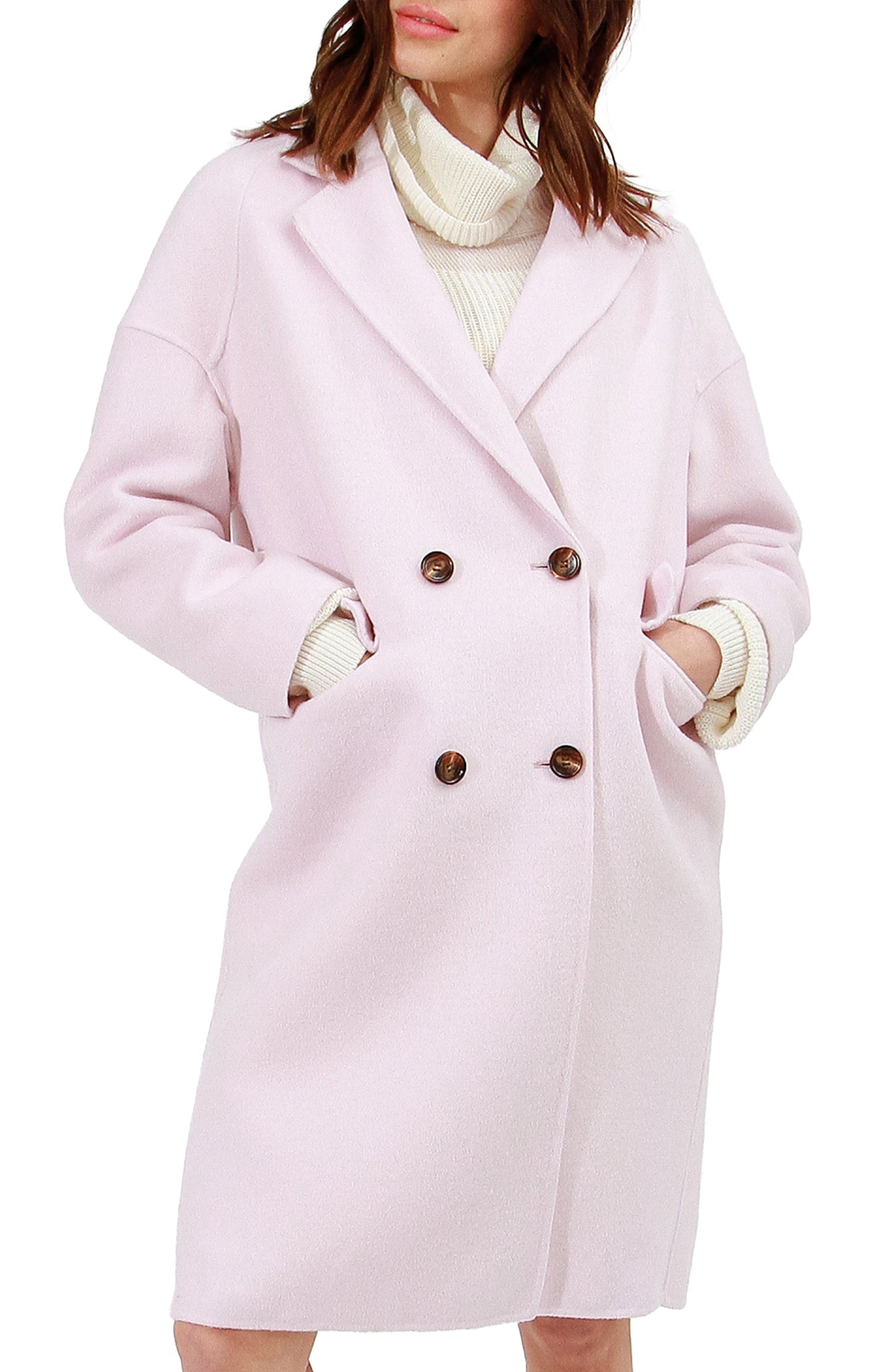 Amnesia Wool Blend Oversized Coat - Pale Pink