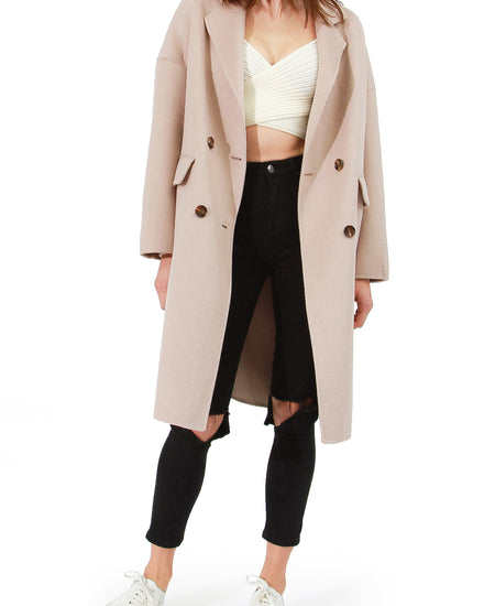 Amnesia Wool Blend Oversized Coat - Sand