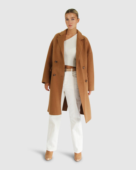 Amnesia Wool Blend Oversized Coat - Camel