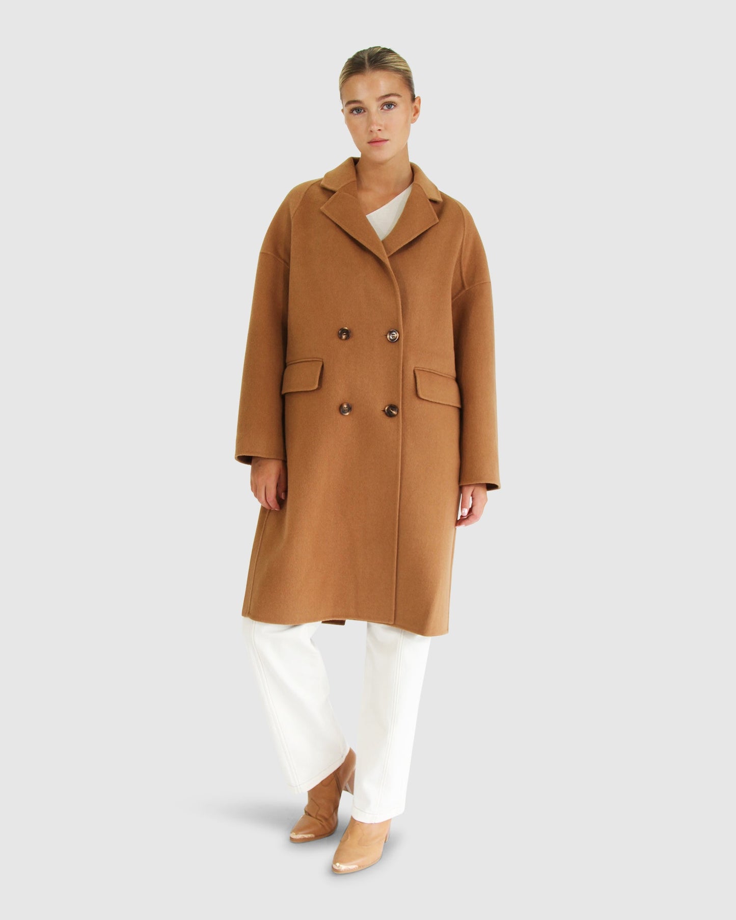 Amnesia Wool Blend Oversized Coat - Camel