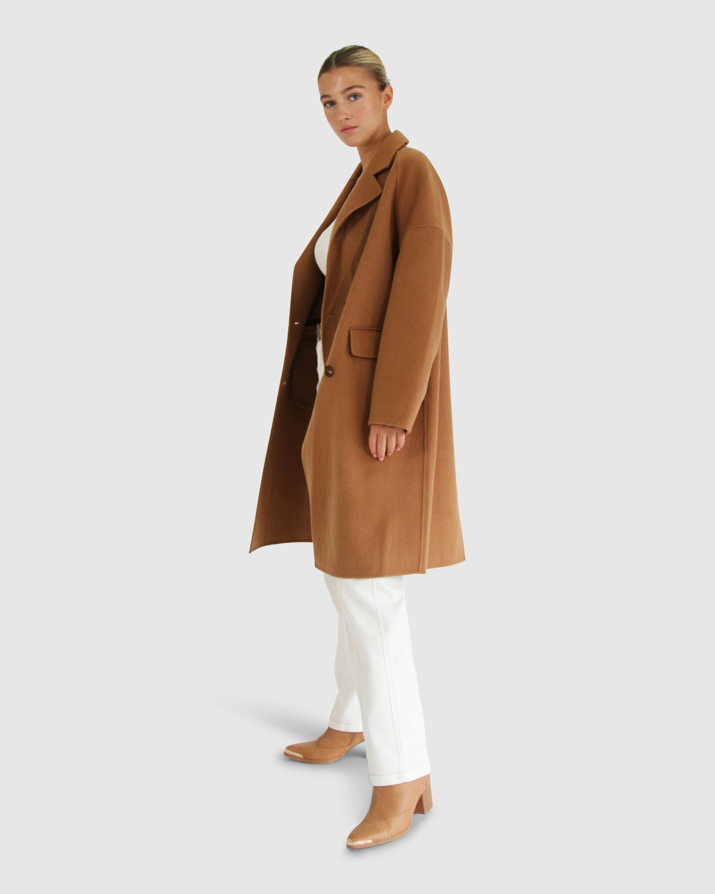 Amnesia Wool Blend Oversized Coat - Camel