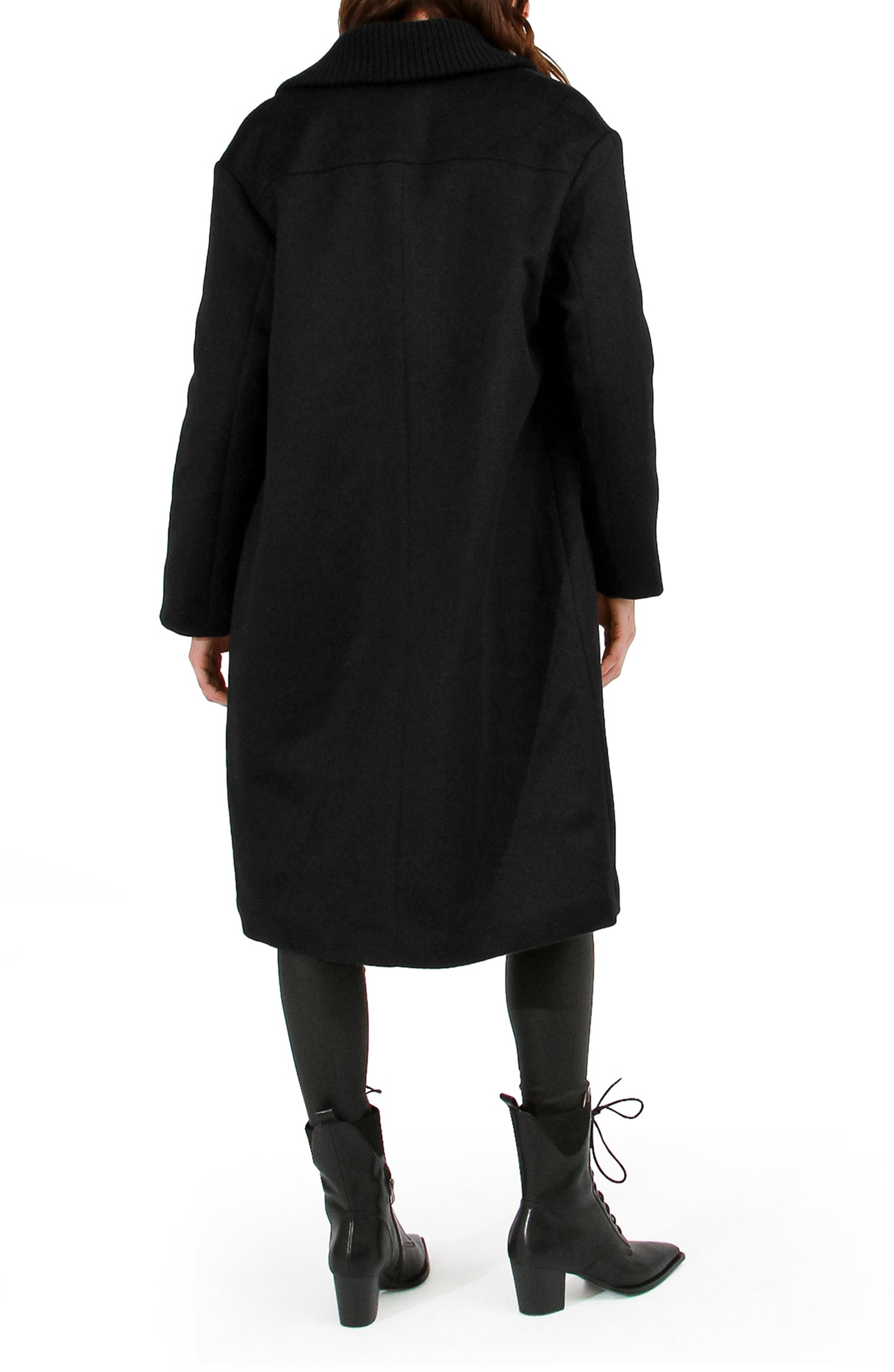 After Party Wool Blend Qulited Lining Coat - Black