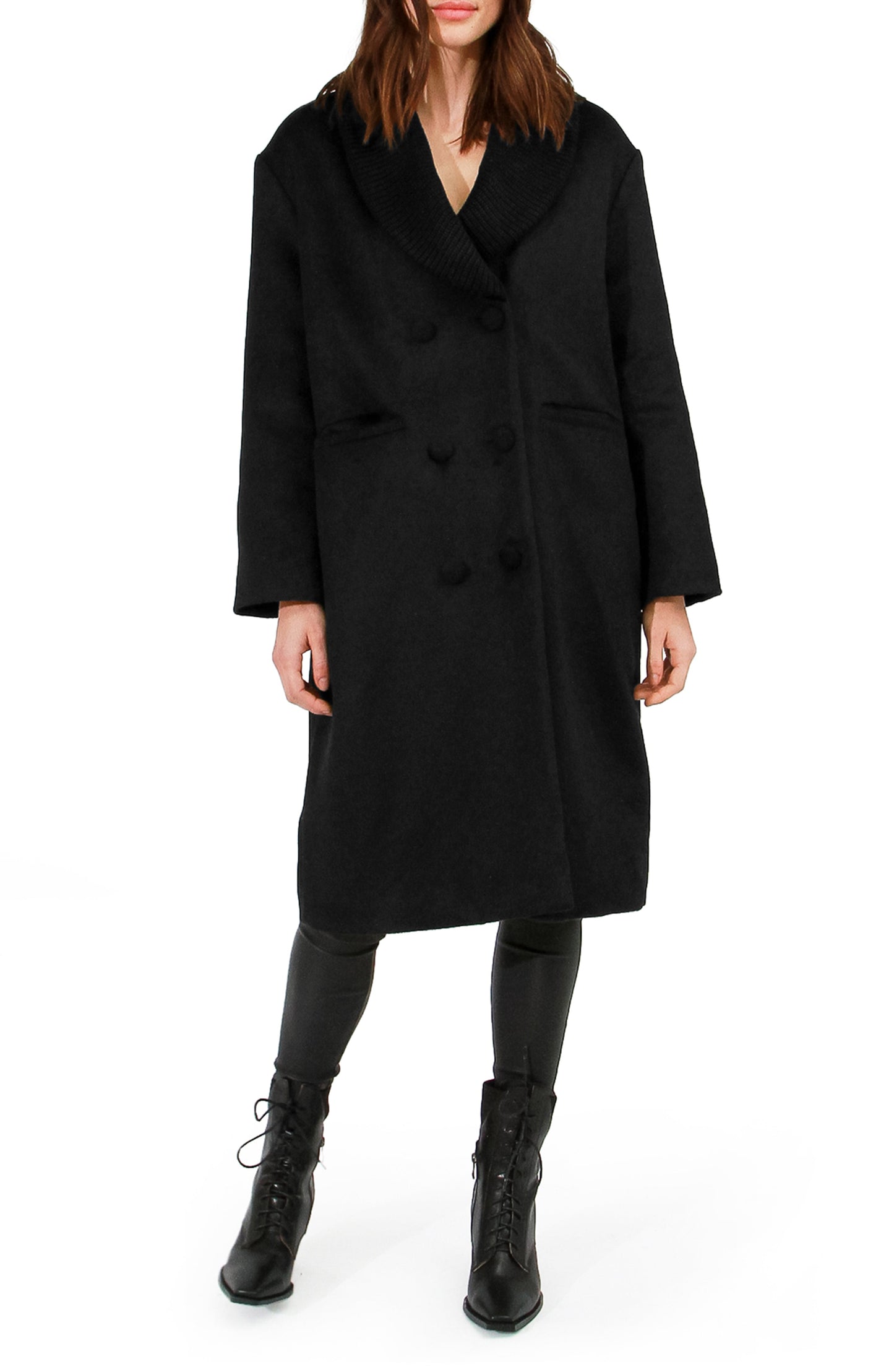 After Party Wool Blend Qulited Lining Coat - Black