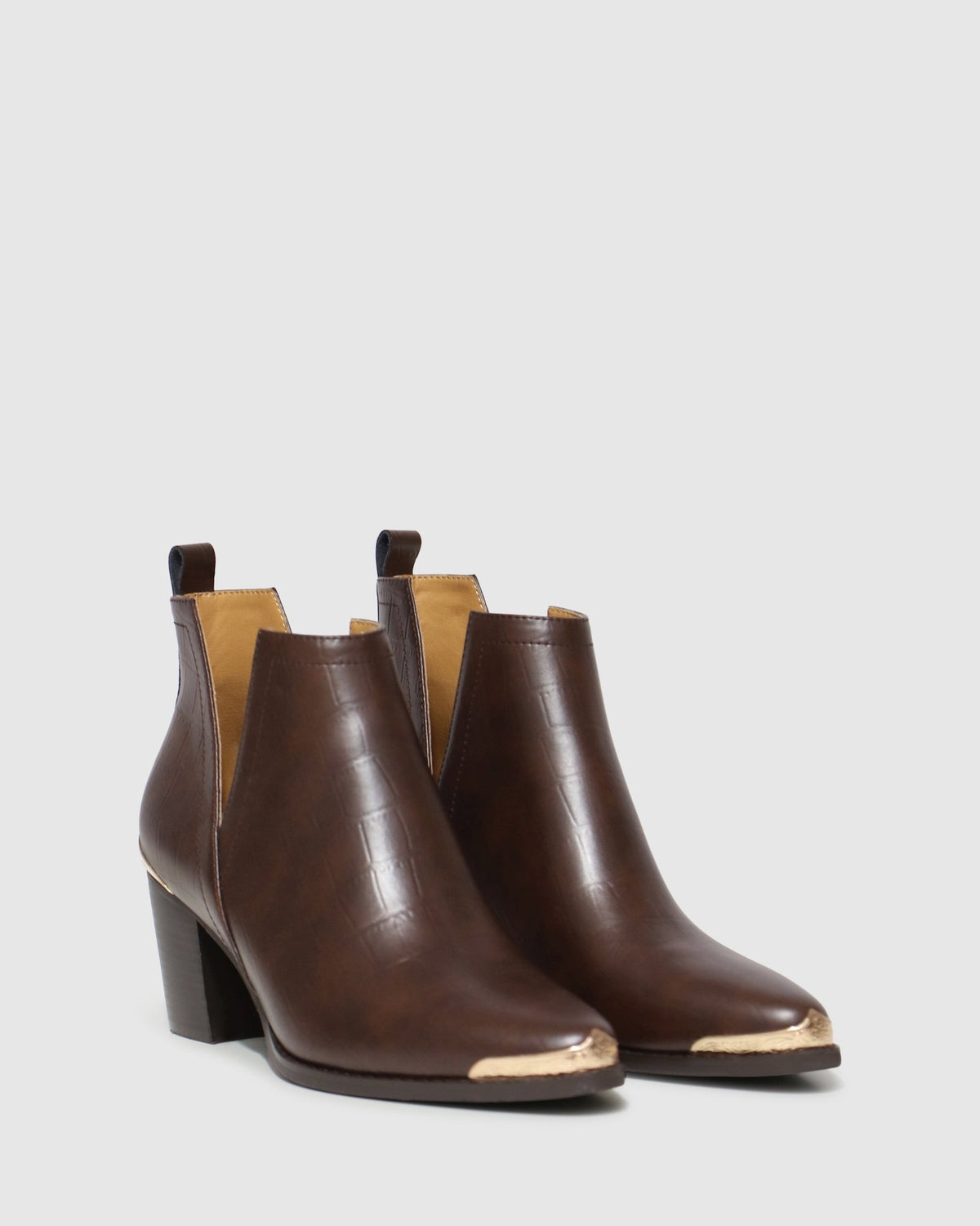 Chocolate Austin Croc Embossed Ankle Boot - alternate view