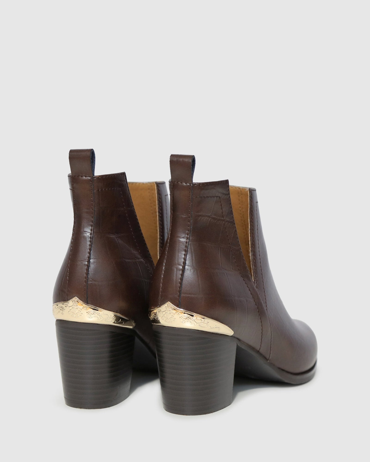 Chocolate Austin Croc Embossed Ankle Boot - alternate view