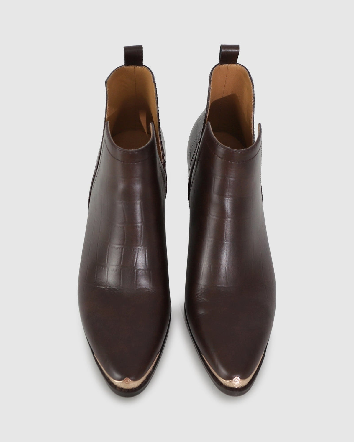 Chocolate Austin Croc Embossed Ankle Boot - alternate view