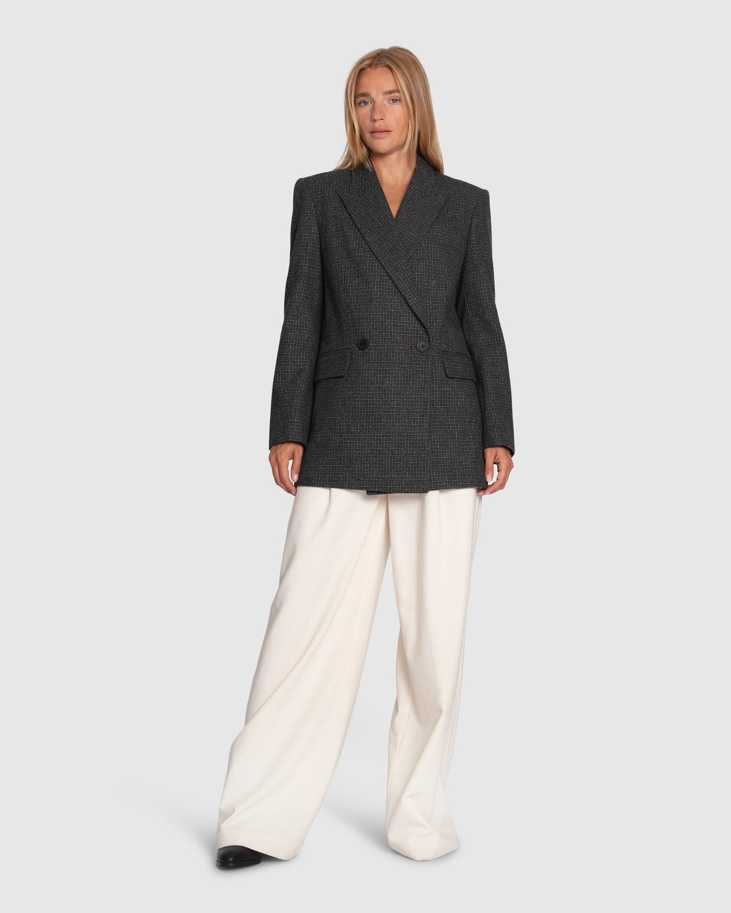 Big Brother Talk Wool Blend Blazer - Charcoal