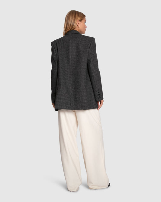 Big Brother Talk Wool Blend Blazer - Charcoal