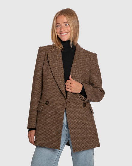 Big Brother Talk Wool Blend Blazer - Brown