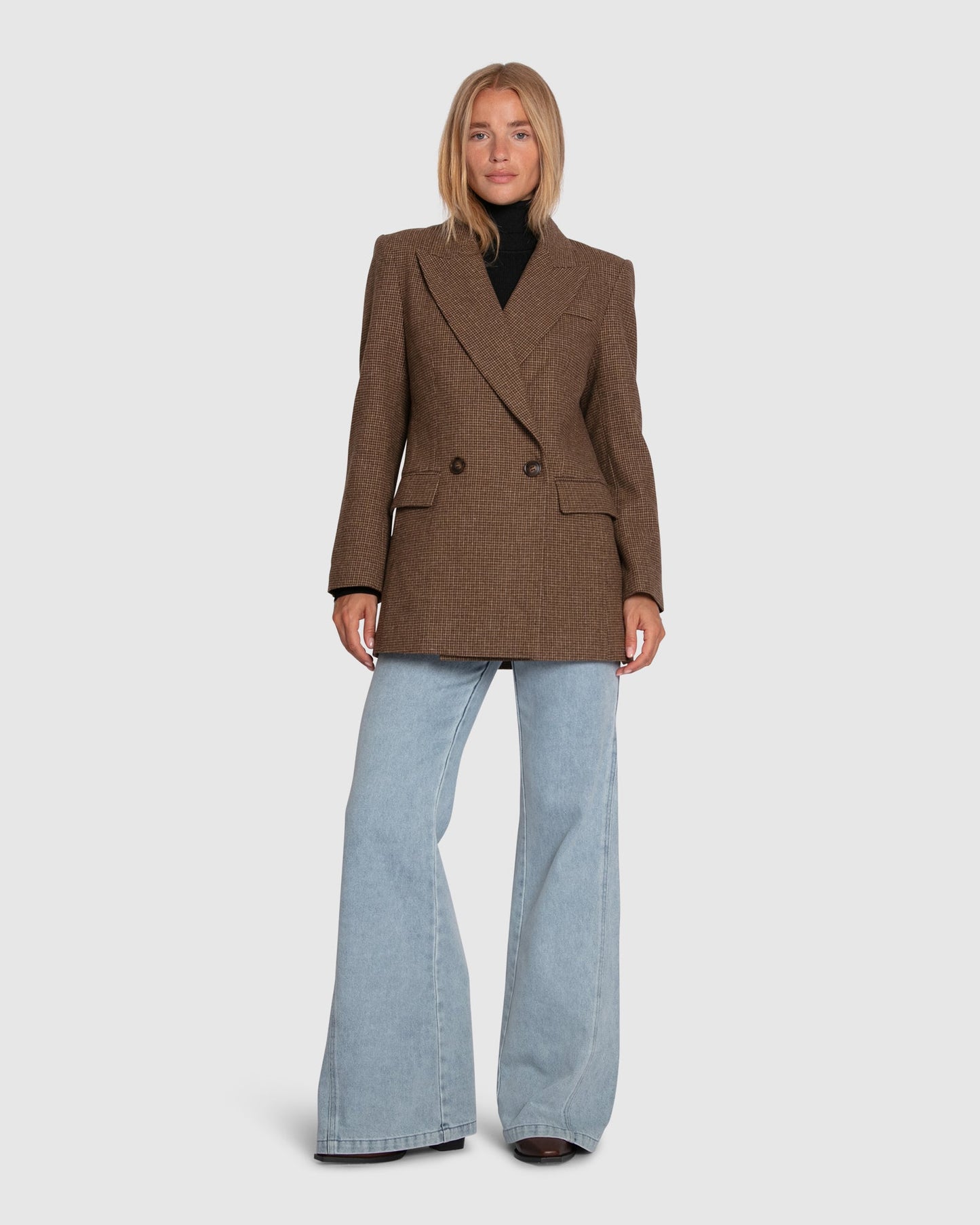 Big Brother Talk Wool Blend Blazer - Brown