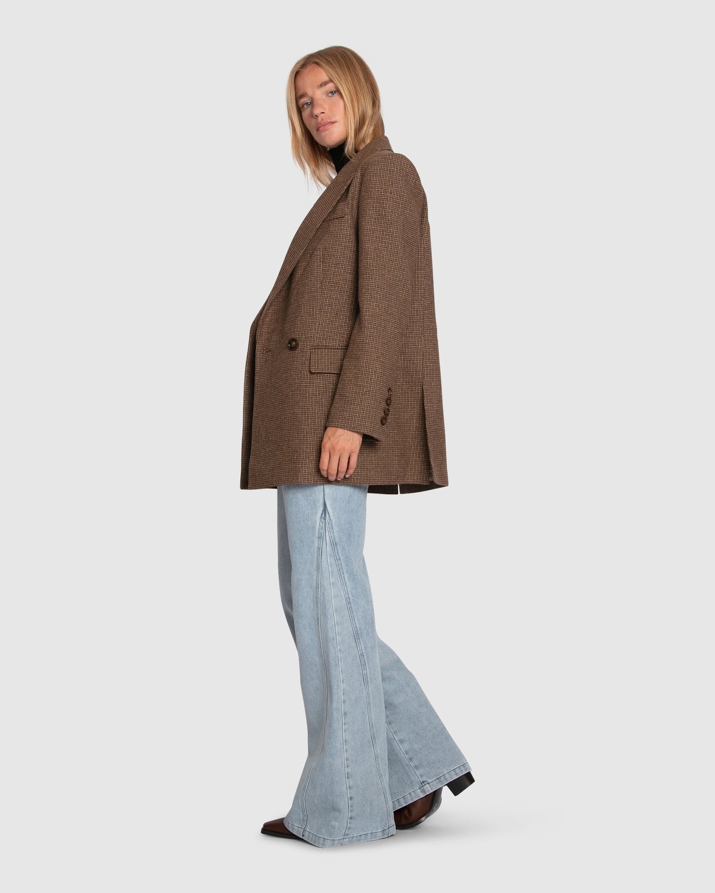 Big Brother Talk Wool Blend Blazer - Brown