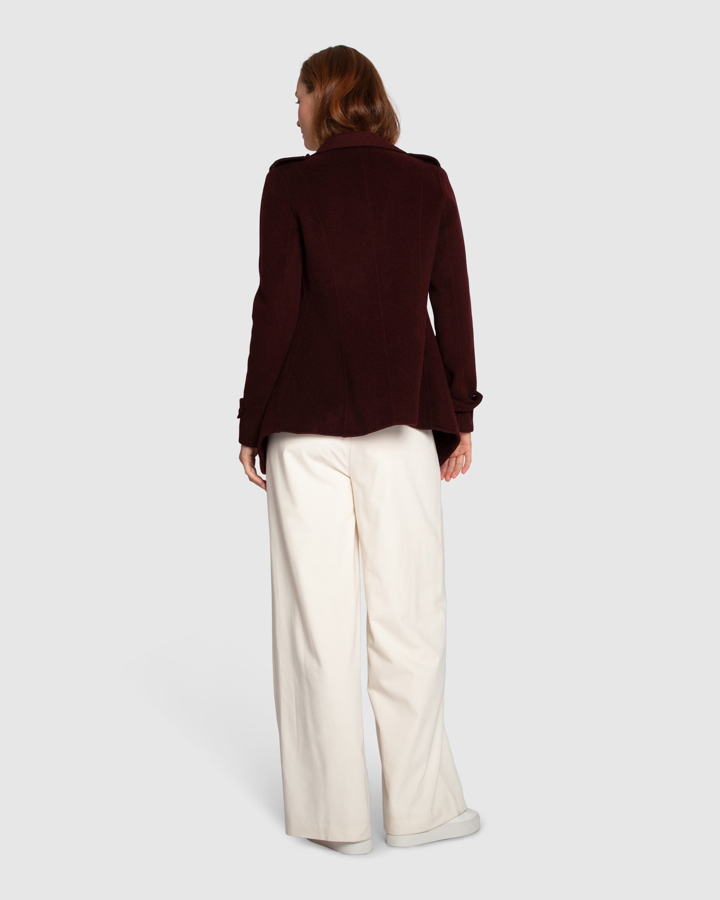 Bad Girl Wool Blend Moto Coat - Burgundy
