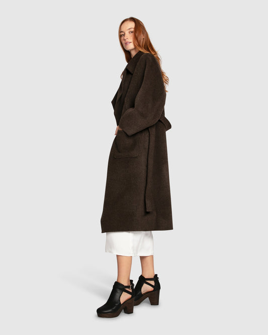 Big Girl Wool Blend Coat - Brown