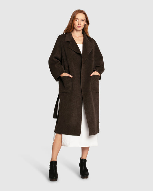 Big Girl Wool Blend Coat - Brown