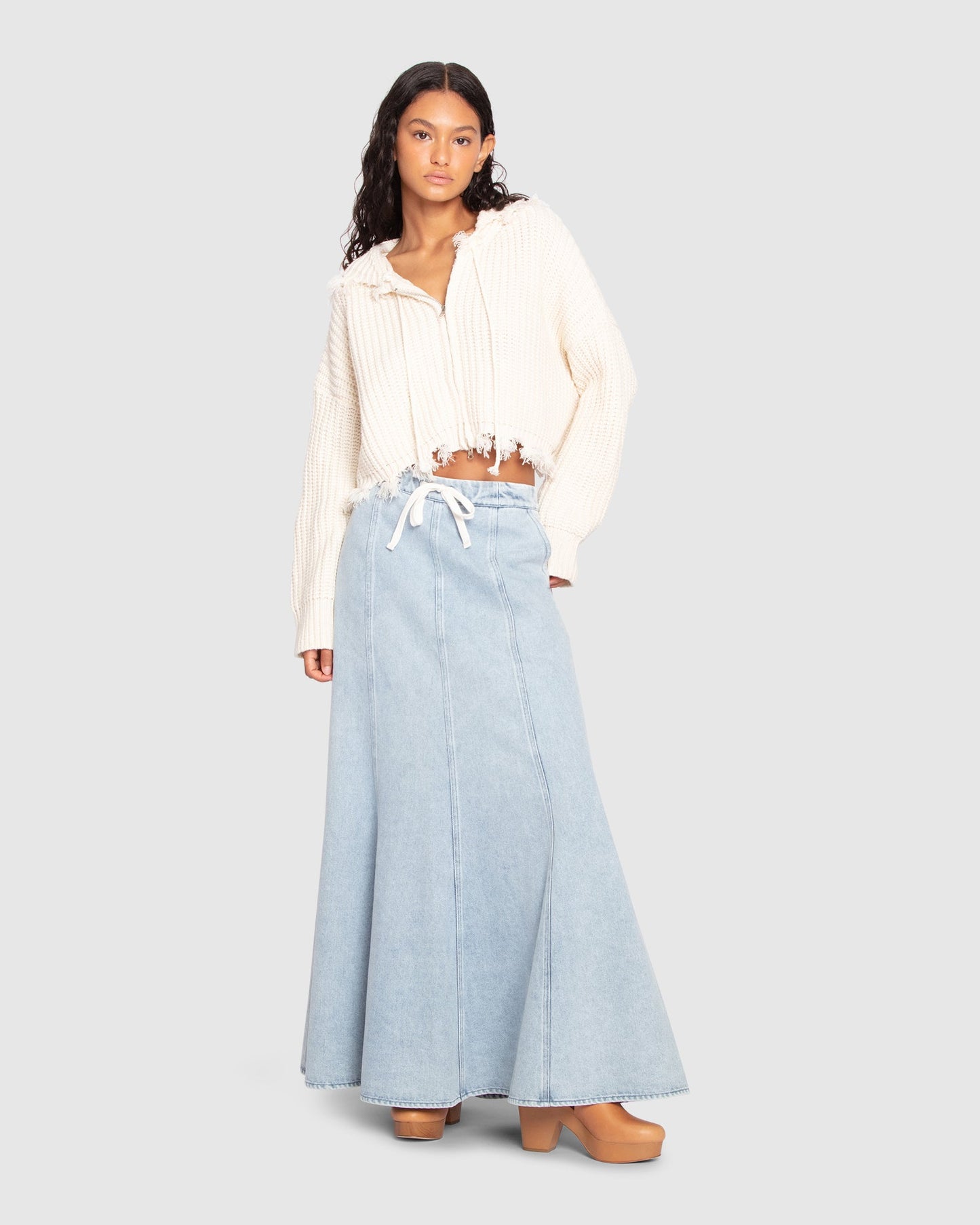 Bold Love Maxi Skirt - Stonewash