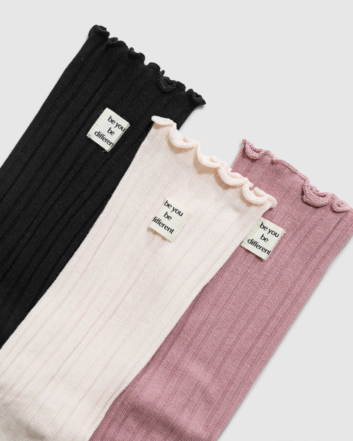 Black & Pink Beloved 3 Pack Socks with ribbed texture - alternate view