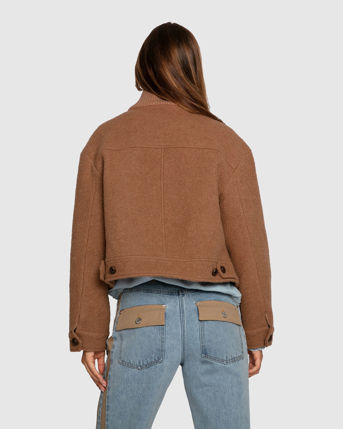 Vicuna Crystal Skies Cropped Wool Rib Jacket with cropped wool jacket silhouette - alternate view