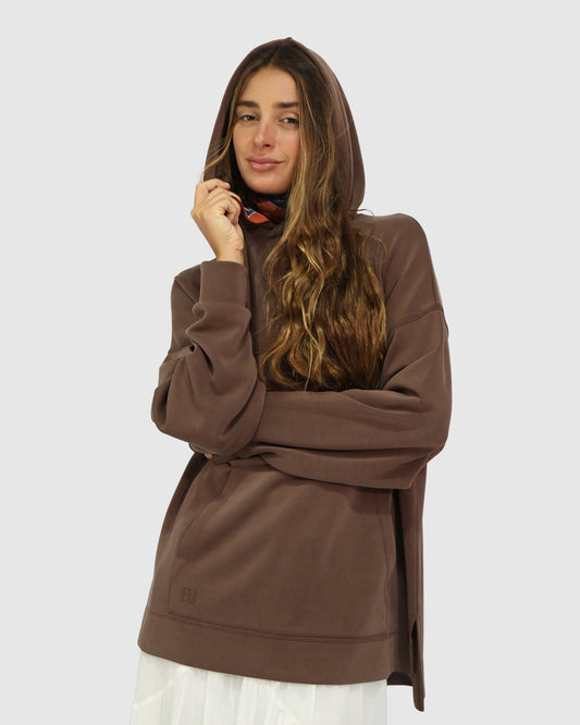 Brown Easy Win Sweatshirt with oversized silhouette and relaxed silhouette - front view