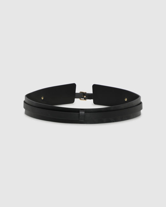 Black Easy Together 2-in-1 Belt with polished gold-tone buckle - alternate view